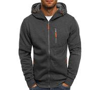 Générique Sweat à Capuche Zipper Hommes Couleur Unie légers Sport Hood Pull Manches Longues Chaud Décontracté Zip Automne Hiver Pullover Hommes Cordon de Serrage Classique Hoody Mode Confortable