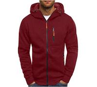 Générique Sweat à Capuche Zipper Hommes Couleur Unie légers Sport Hood Pull Manches Longues Chaud Décontracté Zip Automne Hiver Pullover Hommes Cordon de Serrage Classique Hoody Mode Confortable