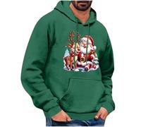 Générique Sweat à Capuchon Noël Homme Drôle Impression Sweatshirt Festif Homme Automne Hiver Manches Longues Amusant légers Chaud Pullover Noël Hommes Casual Mode Classique Pull Noel