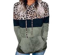 Générique Sweat Capuche Femme Coton - Pull à Manches Longues à Capuche à imprimé léopard à la Mode Sweat Robe