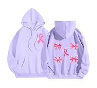 Générique Sweat Capuche Femme Octobre Rose, Pull Hoodie Ruban Rose Symbole Prévention, Coupe Ample Coupe-Vent Manches Longues, Chaud Léger Décontractée Mi-Saison Sweatshirt avec Poches