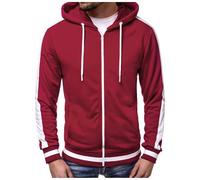 Générique Sweat Capuche Homme Hiver - Sweat à Capuche d'automne pour Hommes avec Capuchon à glissière Veste Longue pour Hommes (Red L)