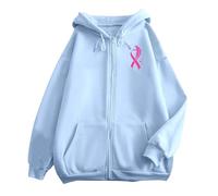 Générique Sweat Capuche pour Homme avec Poche et Cordon de Serrage, idéal au Quotidien imprimé la Sensibilisation Cancer du Sein. Pull Moumoute