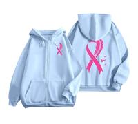 Générique Sweat Capuche pour Homme avec Poche et Cordon de Serrage, idéal au Quotidien imprimé la Sensibilisation Cancer du Sein. Pull Moumoute