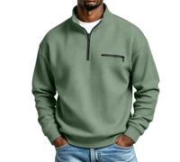 Générique Sweat Col Zippé Homme Maille Gaufrée Haut Manche Longue | Sweatshirt à Demi-Zip en Maille Gaufrée avec Col Montant et Poche Poitrine Idéal pour Loisirs et Sport