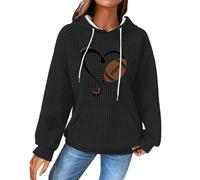 Générique Sweat Court Capuche Sweat-Shirt à Capuche avec Poche et Cordon de Serrage pour Femme, Sweat-Shirt décontracté à la Mode avec Lettres imprimées Rugby Veste Ado Fille (Black, M)