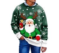 Générique Sweat De Noël Drôle pour Homme Rigolo Pull Noel Moche Imprimé Chemise Doux Personnalisé Sweatshirt Renne Chemises Hommes