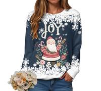 Générique Sweat de Noël Femme Manches Longues Respirant et Absorbant Motif 3D de Renne et Rivière Gelée Performance Optimale