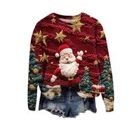 Générique Sweat de Noel Femme Pull Noel Rigolo Imprimé Hiver Pull Noël Femme Drole Pullover De Noël Femmes Moche Ugly Pulls Noels Rigolo Sweat Polaire Femmes Hiver Chaud Sweatshirt
