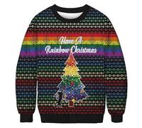 Générique Sweat De Noël Moche pour Homme Pull Hommes Noel Polaire Sweashirt Cadeau Sweat-Shirt avec Poches Personnalisé Chemise À Manches Longues Drôle Hauts Renne Mode Imprimé