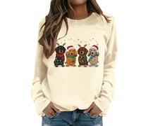 Générique Sweat De Noël pour Femme Tenue Noel Plaid Mignon Pull Personnalisé Drole Sweatshirt À Manches Longues Grande Taille Chaud Sweat-Shirt Jacquard a Capuche Moche