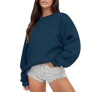Générique Sweat décontracté Femmes Manches Longues col Rond Coupe Ample Polaire Automne Pullover Hauts sans Capuche Couleur Unie
