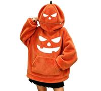 Générique Sweat enfant Capuche Halloween Zippé Pyjama Drôle Oversize Manches Longues Doux Confortable Chauds Sweatshirt avec Poche Tendance Casual Surdimensionné Hoodie