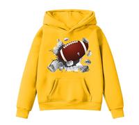 Générique Sweat Enfant Fille Automne Et Hiver 2-13 Ans Sweat À C Apuche Fille Ado Imprimé Rugby Sportif Hauts À Manches Longues La Mode Décontracté Campus Ample Et Confortable (Yellow, 9-10 Ans)