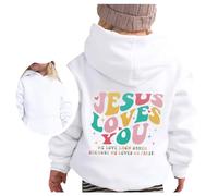 Générique Sweat Enfant Fille Capuche Loose imprimé Lettres Jesus t Aime Sweat Shirt décontracté