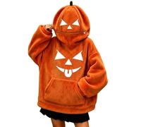 Générique Sweat enfants Capuche Halloween Zippé Pyjama Drôle Oversize Manches Longues Doux Confortable Chauds Sweatshirt avec Poche Tendance Casual Surdimensionné Hoodie