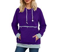 Générique Sweat Femme à Capuche Poche Animaux en Polaire pour Femme Hoodie Oversize Transport Chat Chien Pull Fourré Chaud Capuche Amovible Intérieur Peluche Coupe Ample Style Fun Cosy
