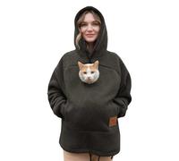 Générique Sweat Femme à Capuche Poche Kangourou Animaux pour Femme Hoodie Chat Chien Molleton Chaud Pull à Capuche Oversize Transport Portable Intérieur Peluche Coupe Ample