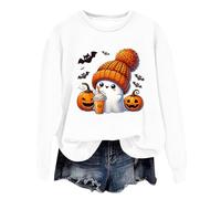Générique Sweat Femme Halloween Sweat-Shirt Pull Orange Tee Shirt Deguisement Horreur Gilet Veste Déguisement Vetement Homme Costume Zombie The Pumpkin Spice Cafe avec Capuche Chemise C
