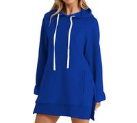 Générique Sweat Femme Oversize Long, Veste Legere Femme Mi Saison Grande Taille Hoodie avec Poche Sweat À Capuche Décontractés Sweats Couleur Unie Manteau Polyvalent Manteaux Quotidiennes Loungewear
