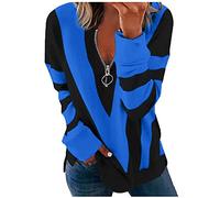 Générique Sweat Femme, Pullover Femme Sweat Shirt Femme Pull Mohair Femme Sweat Zippé Pull Femme Chic Et Original Chaud Femme Pas Cher Pull Hiver Sweat sans Capuche Femme Top Manche Longue (Bleu, XL)