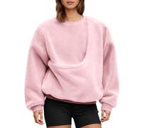 Générique Sweat Femme sans Capuche avec Poche, Pull Polaire Manches Longues Doux Sweatshirt pour Chat Petit Chien Maison Automne Hiver S-XXL Détente Mi Saison