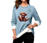 Générique Sweat Femme sans Capuche en Polaire avec Imprimé Vache Highland Pulls, Gilets et Sweats Femme Confort et Thermique avec Col Rond Sweatshirts Décontractées Pull Baggy Pullover Épaisse