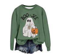 Générique Sweat Femme Shirt d'halloween pour Sweats Pull a Capuche Chic Élégant Hoodie avec Poche Super Soft Touch Sweat-Shirt Halloween À Vêtements Sweatshirt Fantôme Vert XXL