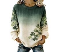 Générique Sweat Femme -Shirt pour - Pull DéContracté Et LéGer pour La Saint-Patrick - ImpriméE TrèFle Irlandais - Chemisier AmplePour La Saint-Patrick - Haut Vert à Manches Longues Et Col Rond