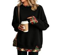 Générique Sweat Femme Sweatshirts Couleur Unie Col Rond Sweats Manches Longues Ample Haut Impression Deux-Pièces Imitation Pull Mode Confortable Quotidien Streetwear Automne Chaudes Décontracté