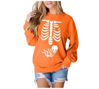Générique Sweat Femme Vêtements Halloween Bleu De Chine Veste Sport Shirt Sorcière Sportswear À Capuche Sweat-Shirt Training Fitness a pour Women Hoodies Pull Farce Ou Friandise Orange S