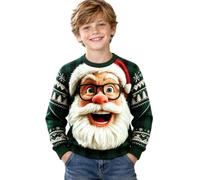 Générique Sweat Garçon Imprimé Père Noël Lunettes Barbe Blanche Carreaux | Pullover Encolure Côtelée, Polaire Enfant Douce, Haut Style Festif, Veste Graphique, Pour Goûter Et Photo Décembre
