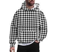 Générique Sweat Homme À Capuche - Homme Automne et Hiver Rue Loisirs Sports Plein air Plaid imprimé Slim Fit à Capuche à Manches Longues Pull Haut (White XXXXXL)