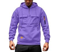 Générique Sweat Homme Capuche avec Demi Fermeture Éclair Grande Taille Pull Hiver Chaud Sweatshirt Uni Sweats Comfortable Zippée Plusieurs Poches Manches Longues Automne Hoodie S-5XL-doux