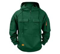 Générique Sweat Homme Capuche avec Demi Fermeture Éclair Grande Taille Pull Hiver Chaud Sweatshirt Uni Sweats Comfortable Zippée Plusieurs Poches Manches Longues Automne Hoodie S-5XL Vert XL