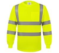 Générique Sweat Homme Haute Visibilité Bandes Réfléchissantes Imperméable Polaire Doublée sans Capuche Hoodie Sécurité Travail Pull Fluo Chantier Sweatshirt Routier Renforcé Gilet Signalisation Hiver