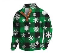 Générique Sweat Homme Noel - Pull Homme sans Capuche Pull à Manches Longues pour Hommes Design de noël avec imprimé en 3D Grande Taille Haut Pull à Capuche Style Deux (Green XXXL)