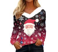 Générique Sweat Homme Noel Pull Jacquard Femme Adulte Vetement Couple Renne Mode Rigolo Femme Noel Bonhomme V Col Jacquard Tenue Chaud Moche Famille Deguisement Bonhomme de Neige L