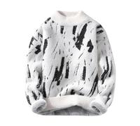 Générique Sweat Homme Pull En Maille Fine Col Rond Chandail Classique Avec Col De Chemise Automne Hiver Tricot Basique Pullover Décontracté Pelucheux Sweaters Grande Taille