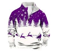 Générique Sweat Homme sans Capuche À Col Montant Et Demi Zip avec Impression Noël pour Un Style Décontracté Et Chaud Pull Homme Zippé Confortable Et Tendance pour Les Célébrations