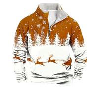 Générique Sweat Homme sans Capuche À Col Montant Et Demi Zip avec Impression Noël pour Un Style Décontracté Et Chaud Pull Homme Zippé Confortable Et Tendance pour Les Célébrations