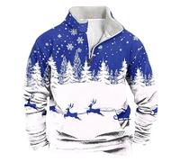 Générique Sweat Homme sans Capuche À Col Montant Et Demi Zip avec Impression Noël pour Un Style Décontracté Et Chaud Pull Homme Zippé Confortable Et Tendance pour Les Célébrations