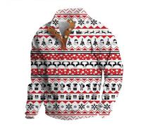 Générique Sweat Homme - Sweat sans Capuche Homme Pull à Manches Longues pour Hommes Design de noël avec imprimé en 3D Grande Taille Haut Pull à Capuche Style Deux (White L)