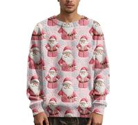 Générique Sweat Moche De Noel pour Homme Drole Pull-Over Col Rond Chirstmas Imprimé Hoody Léger Décontractés Jumpers Manches Longues Fête De Noël Sweat Shirts 2025 Automne Hiver Sweat Moche De Noel