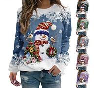 Générique Sweat Noel Femme Pull Noel Rigolo Femme Hiver Pull Noël Femme Drole Pull De Noel Femmes Pull Noel Moche Pull Noel Femmes Pull Noel Famille Noël Femme Hiver Chaud Sweatshirt (Bleu, XXL)
