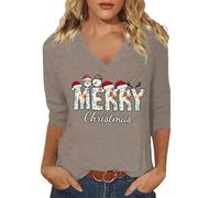 Générique Sweat Noël Femme sans Capuche Pull Moche De Le Plus Rouge LED Famille Assorti Couple Saisons Particulières Tunique Vert Col V À Sequin Shirt