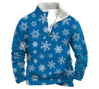 Générique Sweat Noël Homme Col Stand - Pull de Noël Moche Demi-Zip Polaire Pullover Manches Longues Sportif Haut pour Tenue Hivernale et Fêtes(Sky Blue, M)