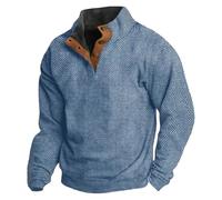 Générique Sweat Noël Homme Col Stand Rétro - Pull de Noël Moche Imprimé Digital Manches Longues Pullover Décontracté Col Rond Haut pour Confort Hiver et Mode(Sky Blue, XL)