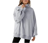 Générique Sweat Oversize Femme Pull Pas Cher Sweatshirt sans Capuche Uni Coton Leger Sweats Shirt Sport Grande Taille Ample Chic Et élégant Décontracté Hiver Vintage Chaud Col Rond Manche Longue Tops