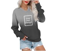 Générique Sweat Personnalisable Femme Pull Personnalisable Sweatshirt Personnalisé Oversize Sweat-Shirt Personnaliser Intéressant Hoodie col V Personnalisation Photos ou Texte Pullover Noir L